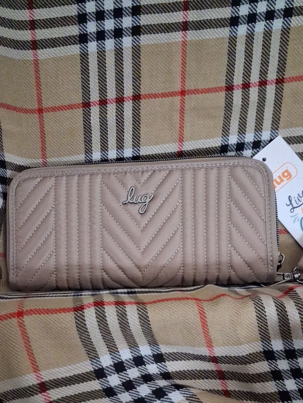 lug Quilted Zip-Around Wallet in Taupe